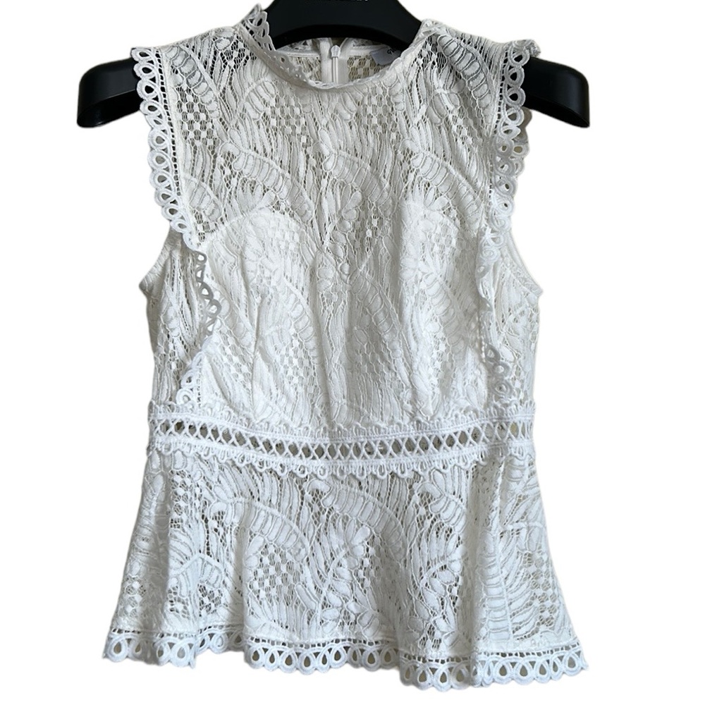 Wildfire women’s sleeveless top white‎ eyelet size medium